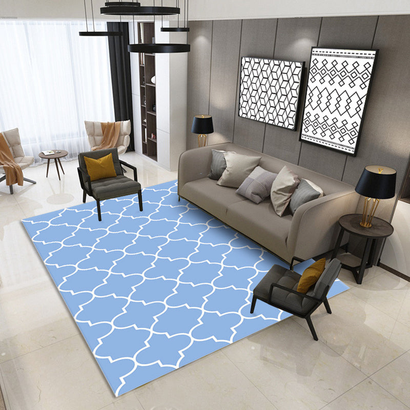 Minimalist Modern Rug Multicolor Geometric Trellis Print Carpet Anti-Slip Machine Washable Pet Friendly Rug for Room Light Blue Clearhalo 'Area Rug' 'Modern' 'Rugs' Rug' 2317163