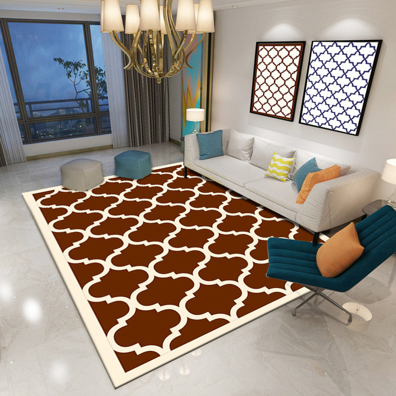 Minimalist Modern Rug Multicolor Geometric Trellis Print Carpet Anti-Slip Machine Washable Pet Friendly Rug for Room Dark Brown Clearhalo 'Area Rug' 'Modern' 'Rugs' Rug' 2317165