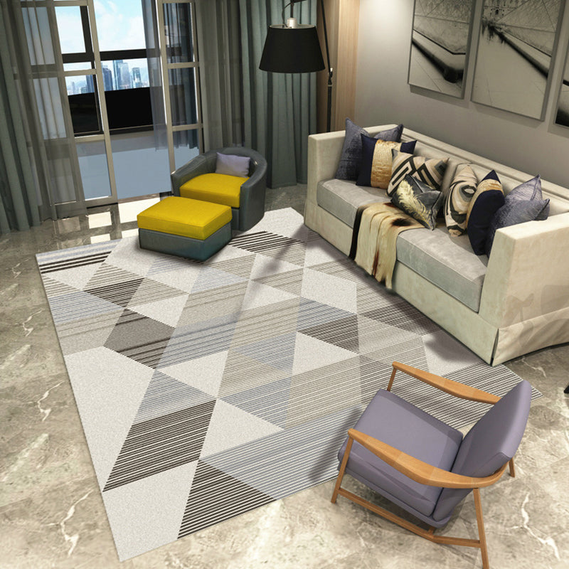 Contemporary Geometric Printed Rug Multi Colored Polyester Carpet Anti-Slip Backing Machine Wash Pet Friendly Rug for Great Room Grey Clearhalo 'Area Rug' 'Modern' 'Rugs' Rug' 2317180