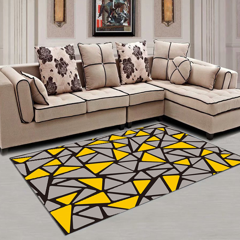 Decorative Multi Color Contemporary Rug Synthetics 3D Geometric Pattern Rug Washable Pet-Friendly Non-Slip Rug for Drawing Room Gray-Yellow Clearhalo 'Area Rug' 'Modern' 'Rugs' Rug' 2317264