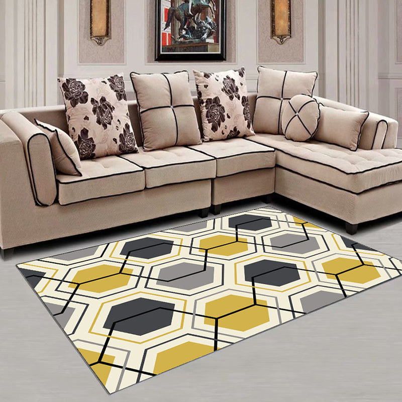 Decorative Multi Color Contemporary Rug Synthetics 3D Geometric Pattern Rug Washable Pet-Friendly Non-Slip Rug for Drawing Room Beige Clearhalo 'Area Rug' 'Modern' 'Rugs' Rug' 2317267