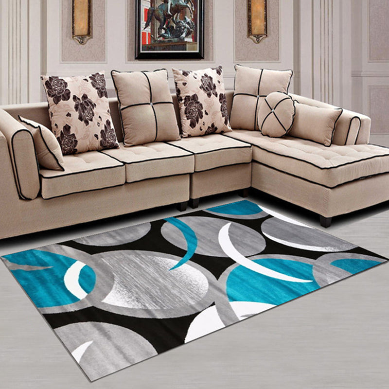 Multi Color Simplicity Rug Polypropylene Geometrical 3D Printed Carpet Machine Washable Non-Slip Pet Friendly Rug for Living Room Gray-Blue Clearhalo 'Area Rug' 'Modern' 'Rugs' Rug' 2317281