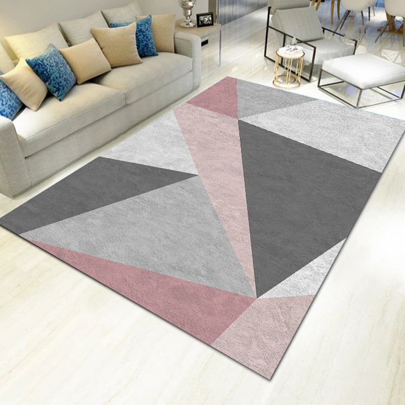 Novelty 3D Printing Geometric Rug Multi Colored Modern Rug Polyester Stain Resistant Non-Slip Machine Washable Rug for Room Gray-Pink Clearhalo 'Area Rug' 'Modern' 'Rugs' Rug' 2317372