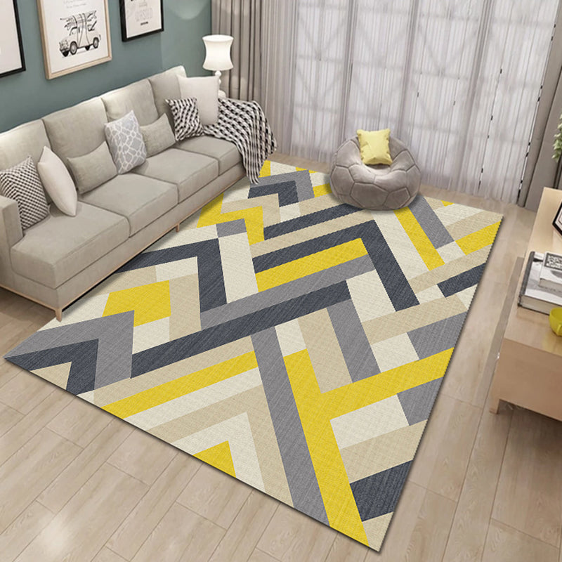 Novelty 3D Printing Geometric Rug Multi Colored Modern Rug Polyester Stain Resistant Non-Slip Machine Washable Rug for Room Yellow-Gray Clearhalo 'Area Rug' 'Modern' 'Rugs' Rug' 2317379