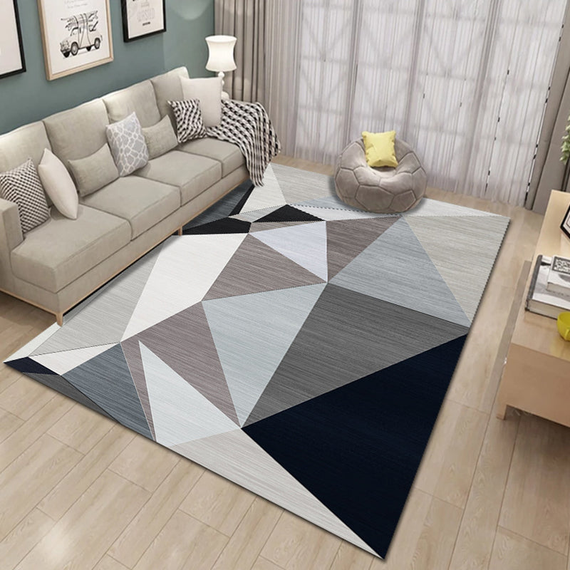 Novelty 3D Printing Geometric Rug Multi Colored Modern Rug Polyester Stain Resistant Non-Slip Machine Washable Rug for Room Black-Gray Clearhalo 'Area Rug' 'Modern' 'Rugs' Rug' 2317383