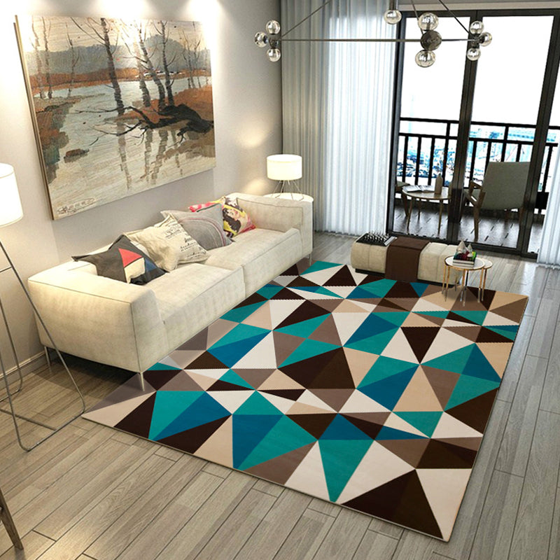 Multicolored Living Room Rug Modern Geometric 3D Illusion Rug Synthetics Non-Slip Backing Stain Resistant Machine Washable Area Rug Peacock Green Clearhalo 'Area Rug' 'Modern' 'Rugs' Rug' 2317410