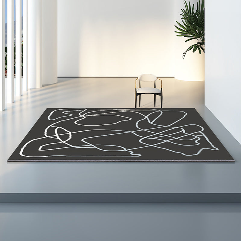 Minimalist Living Room Rug Multi Colored Painting Area Carpet Cotton Blend Non-Slip Backing Pet Friendly Rug Black Clearhalo 'Area Rug' 'Rug' 2317528