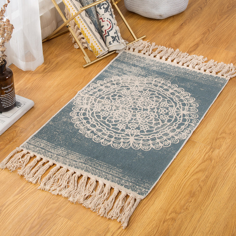 Bohemian Bedroom Rug Multi Color Geo Printed Area Rug Jute Pet Friendly Easy Care Stain-Resistant Carpet with Tassel Clearhalo 'Area Rug' 'Bohemian' 'Rugs' Rug' 2317591