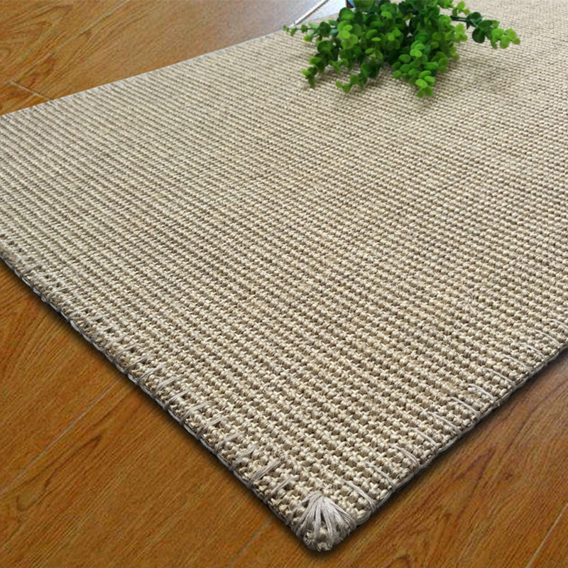 Farmhouse Solid Color Rug Gray Khaki Sisal Indoor Rug Non-Slip Backing Machine Washable Area Carpet for Bedroom Gray-Khaki Clearhalo 'Area Rug' 'Rug' 2317822