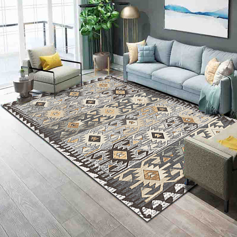 Funky Living Room Rug Multi Colored Geometric Pattern Area Carpet Synthetics Pet Friendly Stain-Resistant Washable Indoor Rug Gray-Khaki Clearhalo 'Area Rug' 'Bohemian' 'Rugs' Rug' 2318084