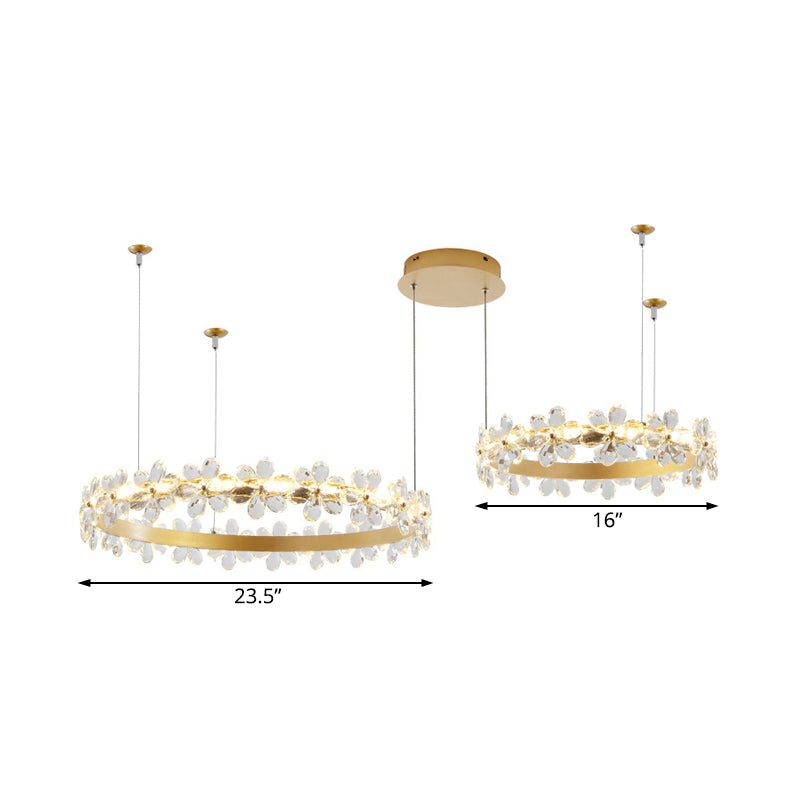 White Garland Shape Chandelier Lamp Contemporary 2/3 Lights Led Crystal Pendant Lighting Fixture in White/Warm Light Clearhalo 'Ceiling Lights' 'Chandeliers' 'Modern Chandeliers' 'Modern' Lighting' 232312