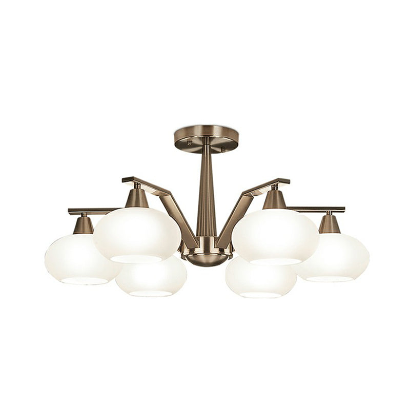 Oval Semi-Flush Mount Ceiling Light Minimalism Nickel Opal Glass Flush Chandelier for Living Room Clearhalo 'Ceiling Lights' 'Close To Ceiling Lights' 'Close to ceiling' 'Semi-flushmount' Lighting' 2323339