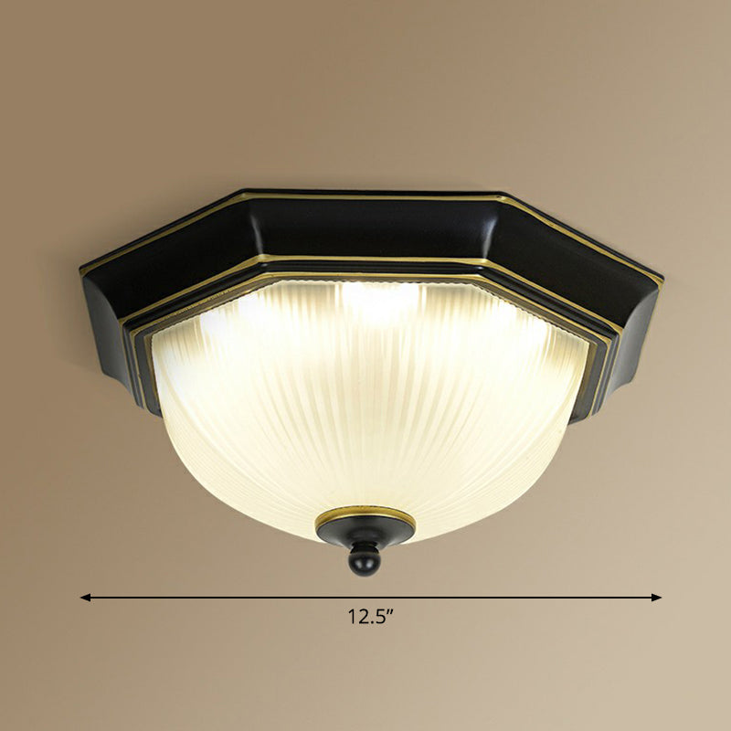 Frosted Rib Glass Dome Flush Light Vintage Corridor LED Flush Mount Ceiling Light Clearhalo 'Ceiling Lights' 'Close To Ceiling Lights' 'Close to ceiling' 'Flush mount' Lighting' 2323374