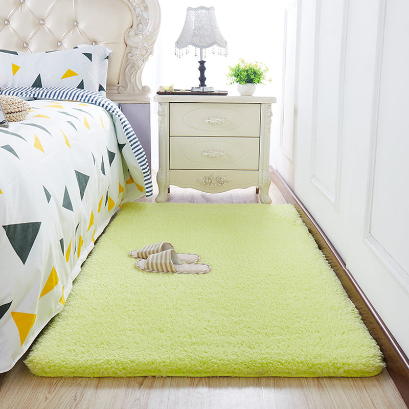 Modern Bedroom Rug Multi Color Solid Color Area Rug Cotton Blend Non-Slip Backing Easy Care Pet Friendly Carpet Light Army Green Clearhalo 'Area Rug' 'Casual' 'Rugs' Rug' 2325659