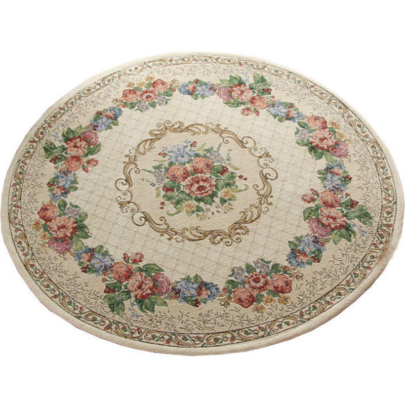 Light Beige Decoration Rug Vintage Floral Printed Area Carpet Polypropylene Anti-Slip Backing Pet Friendly Rug Clearhalo 'Area Rug' 'Rugs' 'Vintage' Rug' 2325808