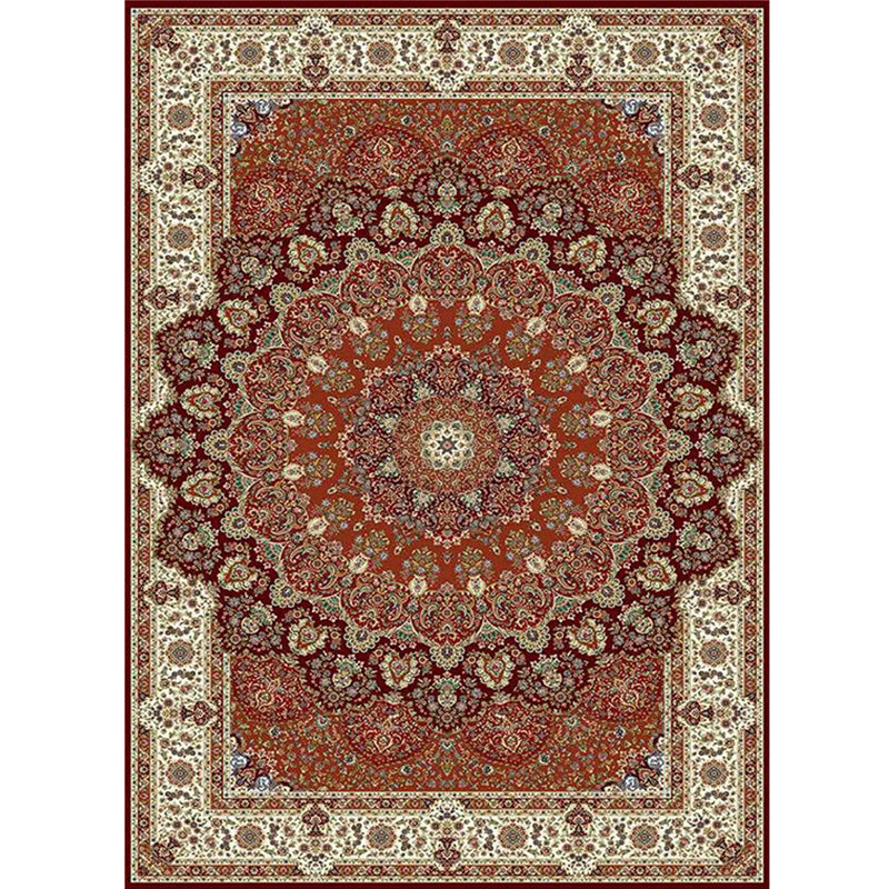 Multi Color Retro Rug Polypropylene Flower Printed Area Carpet Pet Friendly Machine Washable Indoor Rug for Parlor Dark Red Clearhalo 'Area Rug' 'Rugs' 'Vintage' Rug' 2325858