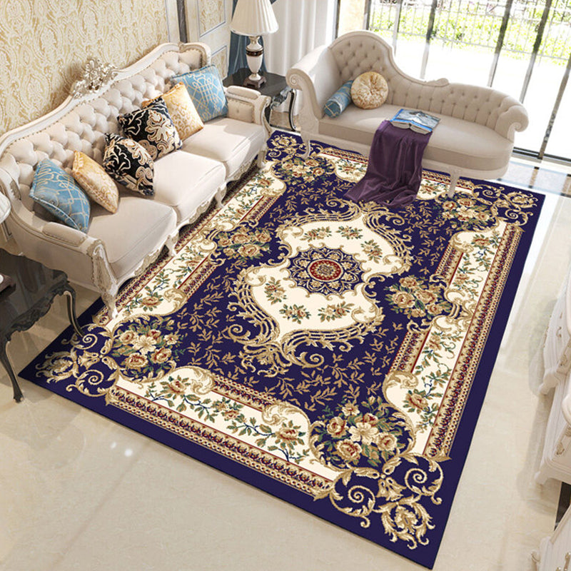 Multi-Color Living Room Rug Western Flower Print Indoor Rug Polypropylene Anti-Slip Pet Friendly Easy Care Carpet Dark Purple Clearhalo 'Area Rug' 'Rugs' 'Vintage' Rug' 2325875