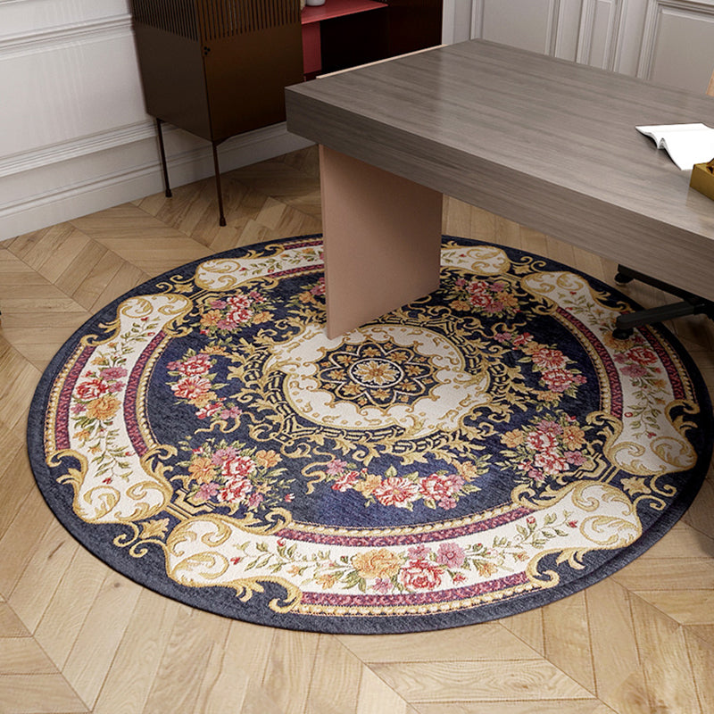 Vintage Floral Pattern Rug Multi-Colored Polyster Indoor Rug Non-Slip Backing Machine Washable Easy Care Carpet for Room Blue Clearhalo 'Area Rug' 'Rugs' 'Vintage' Rug' 2325891