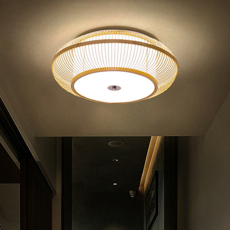 Round Aisle Ceiling Flush Light Bamboo 1 Head Minimalistic Flushmount Light in Wood Clearhalo 'Ceiling Lights' 'Close To Ceiling Lights' 'Close to ceiling' 'Flush mount' Lighting' 2326384