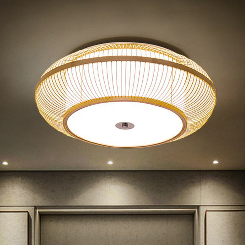 Round Aisle Ceiling Flush Light Bamboo 1 Head Minimalistic Flushmount Light in Wood Clearhalo 'Ceiling Lights' 'Close To Ceiling Lights' 'Close to ceiling' 'Flush mount' Lighting' 2326386