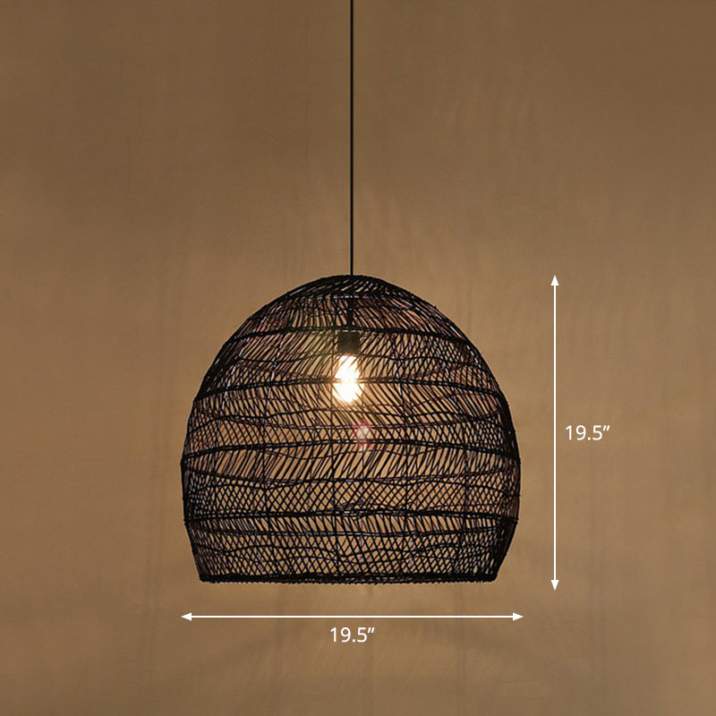 Single-Bulb Restaurant Hanging Lamp Minimalist Ceiling Light with Cloche Rattan Shade Clearhalo 'Ceiling Lights' 'Pendant Lights' 'Pendants' Lighting' 2326477