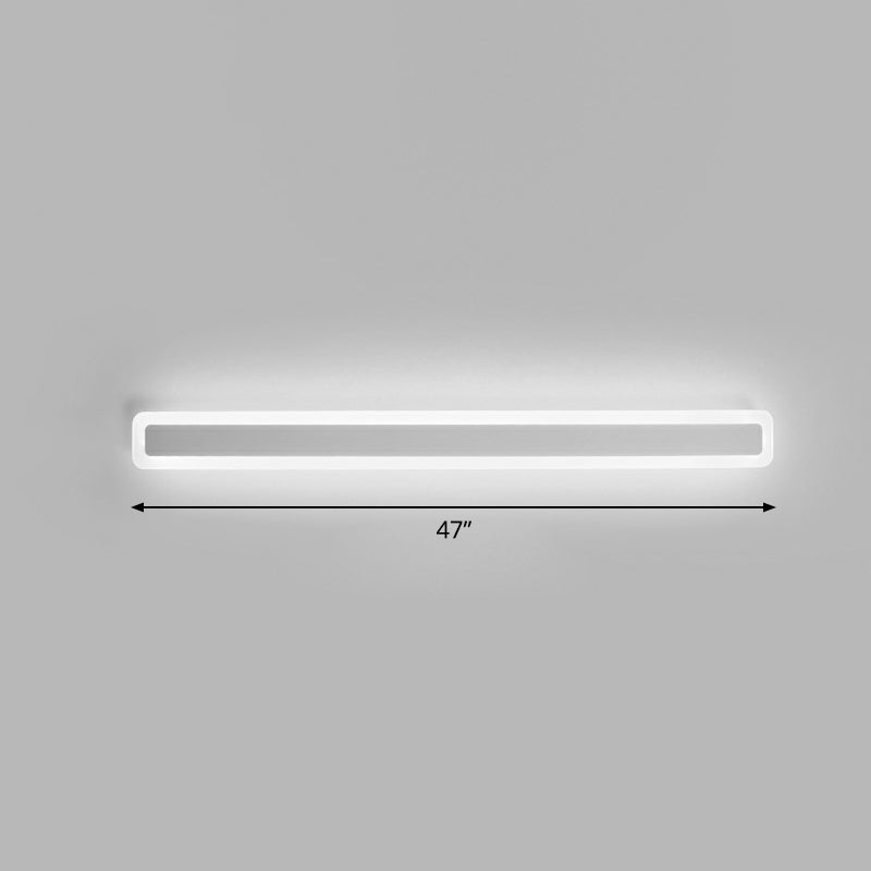 Bar Shaped Vanity Light Minimalist Acrylic Bathroom LED Wall Mounted Light in White White 47