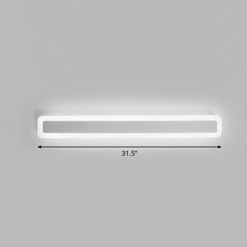 Bar Shaped Vanity Light Minimalist Acrylic Bathroom LED Wall Mounted Light in White White 31.5