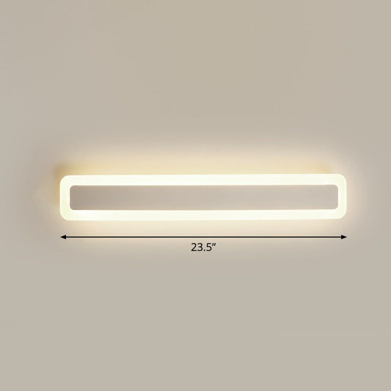 Bar Shaped Vanity Light Minimalist Acrylic Bathroom LED Wall Mounted Light in White White 23.5