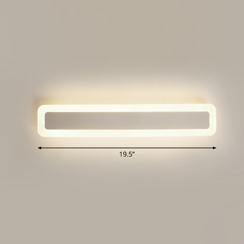 Bar Shaped Vanity Light Minimalist Acrylic Bathroom LED Wall Mounted Light in White White 19.5