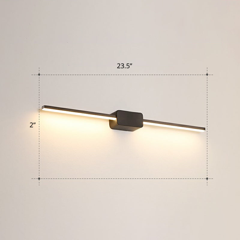 Pole Shaped Bathroom Vanity Wall Lamp Acrylic Minimalistic LED Wall Mounted Light Black 23.5