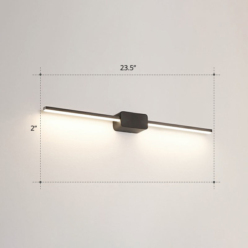 Pole Shaped Bathroom Vanity Wall Lamp Acrylic Minimalistic LED Wall Mounted Light Black 23.5