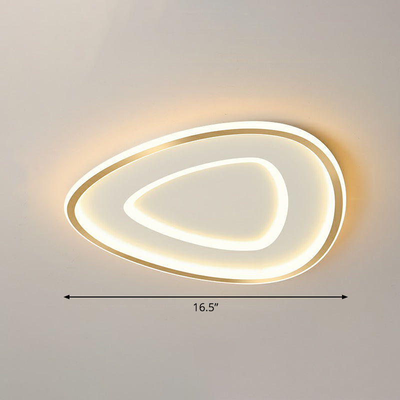 Gold Teardrop Shaped Ceiling Lighting Simplicity LED Acrylic Flush Mount Fixture Gold 16.5