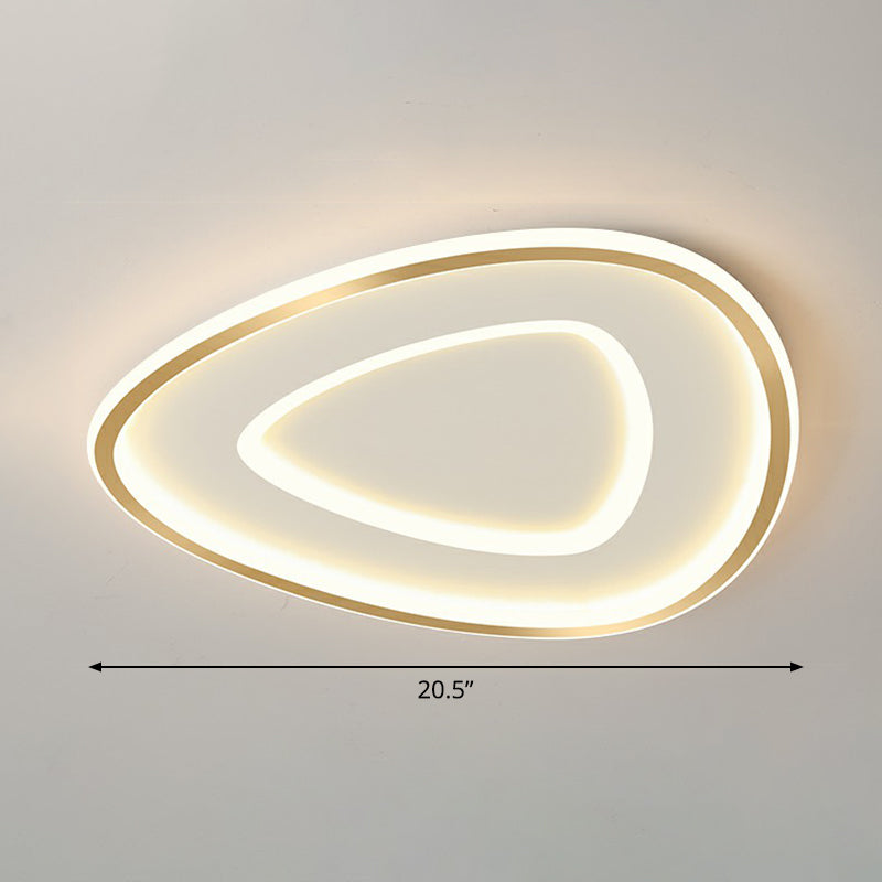 Gold Teardrop Shaped Ceiling Lighting Simplicity LED Acrylic Flush Mount Fixture Gold 20.5