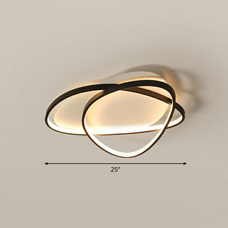 Pebblestone Shaped Ceiling Lamp Simple Metal Black LED Flush Light Fixture for Hotel Black 25