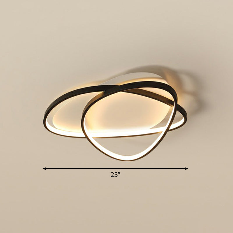 Pebblestone Shaped Ceiling Lamp Simple Metal Black LED Flush Light Fixture for Hotel Black 25