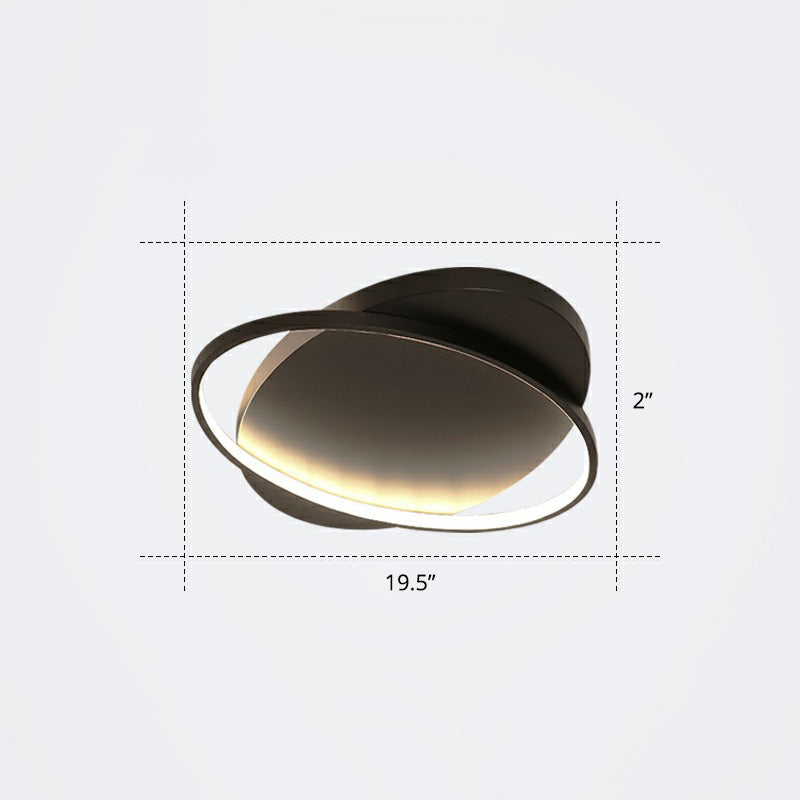 Metal Ellipse Flush Mount Lamp Minimalism Led Surface Mount Ceiling Light for Foyer Black 19.5