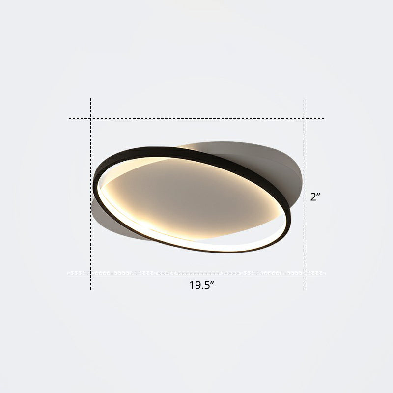 Metal Ellipse Flush Mount Lamp Minimalism Led Surface Mount Ceiling Light for Foyer White 19.5