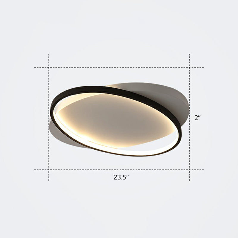 Metal Ellipse Flush Mount Lamp Minimalism Led Surface Mount Ceiling Light for Foyer White 23.5