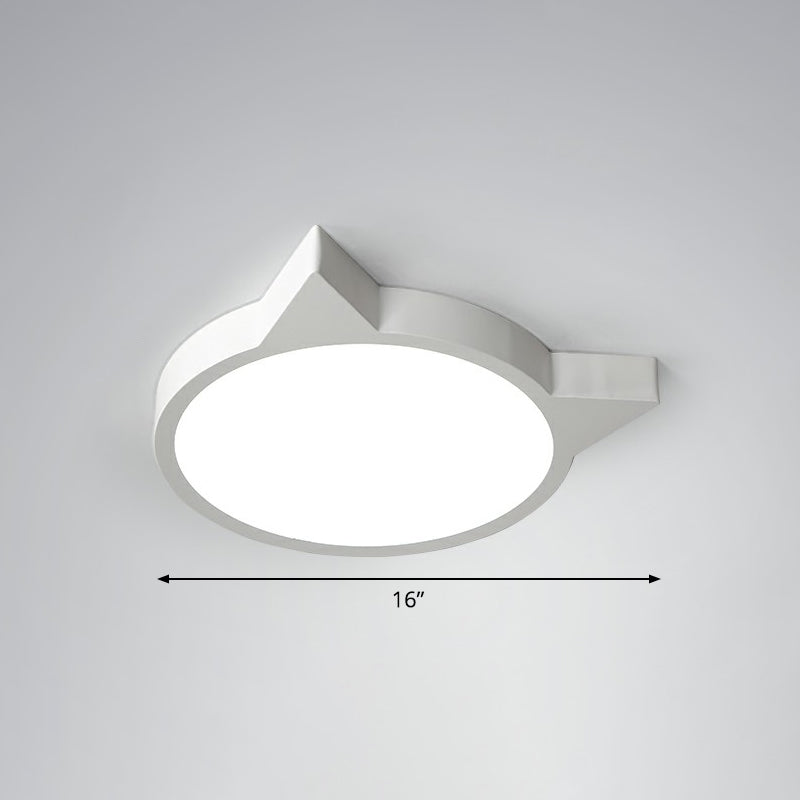 Minimalistic Kitty Flush Mount Ceiling Light Acrylic Kids Bedroom LED Flushmount White 16