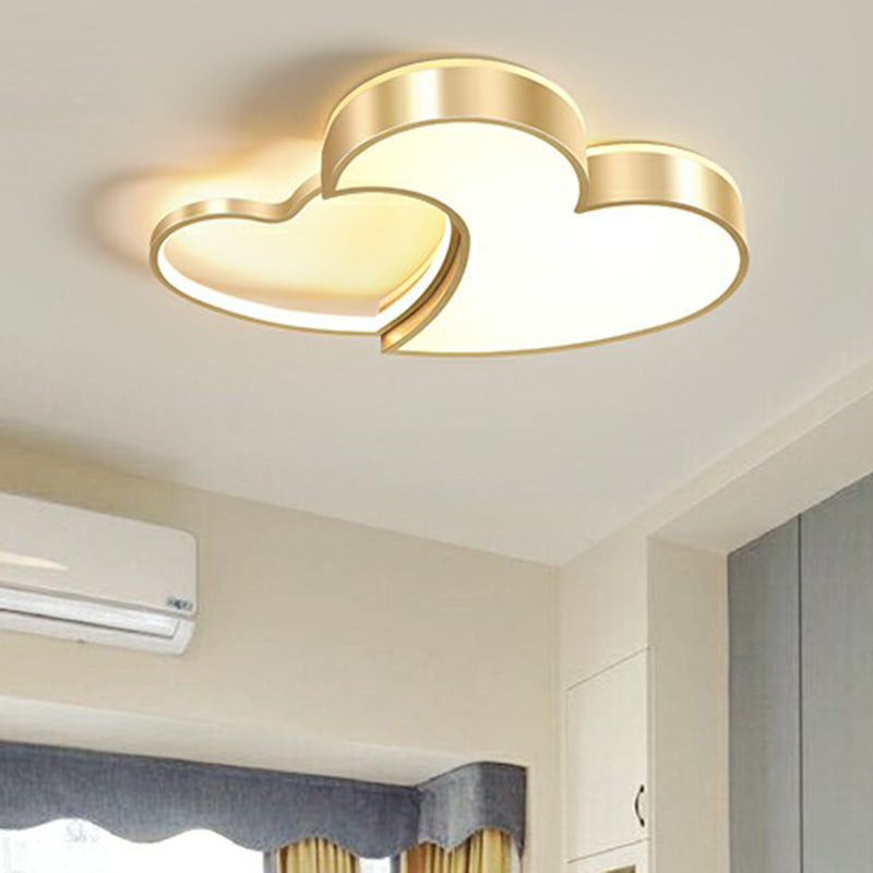 Heart Shaped Metal Ceiling Flush Light Minimalist Golden Flush Mount Led Light for Bedroom Clearhalo 'Ceiling Lights' 'Close To Ceiling Lights' 'Close to ceiling' 'Flush mount' Lighting' 2326905