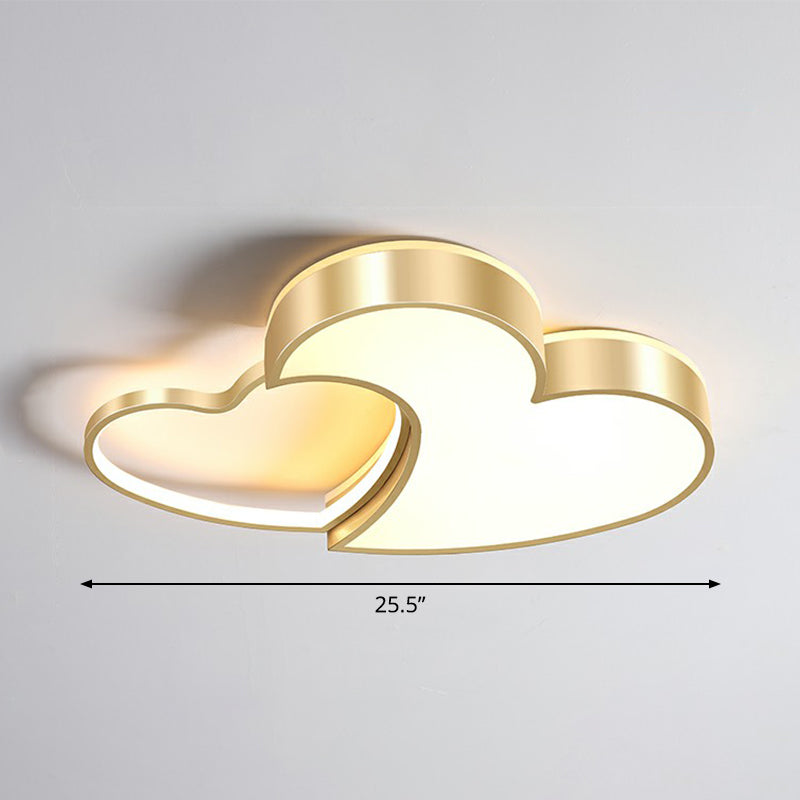 Heart Shaped Metal Ceiling Flush Light Minimalist Golden Flush Mount Led Light for Bedroom Gold 25.5