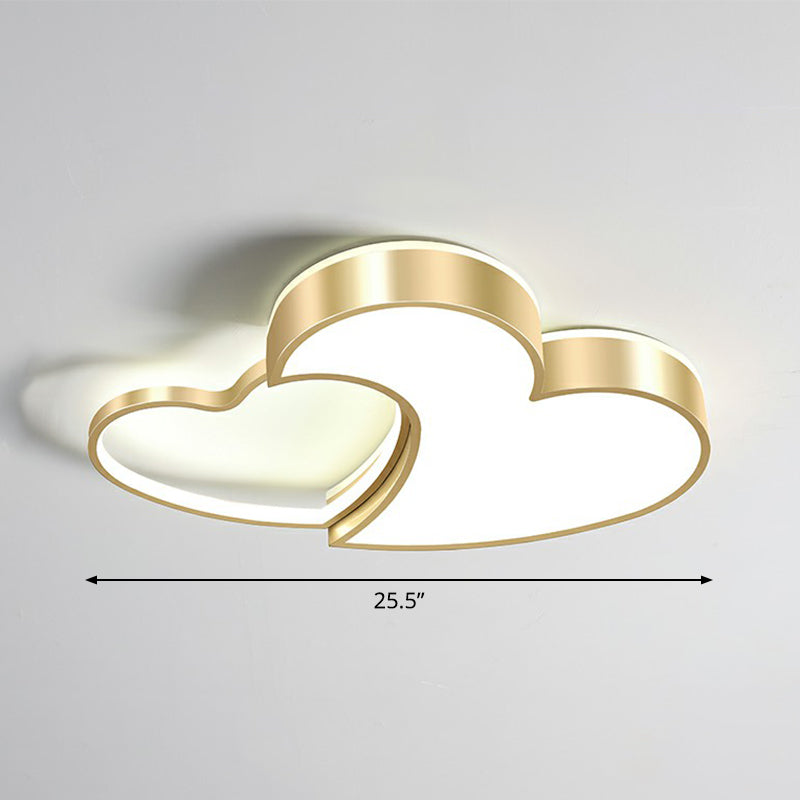 Heart Shaped Metal Ceiling Flush Light Minimalist Golden Flush Mount Led Light for Bedroom Gold 25.5