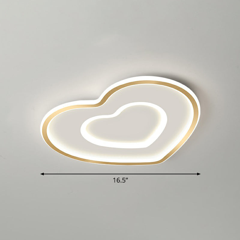 Gold Love Heart Ultrathin Flush Mount Simplicity Acrylic LED Ceiling Light Fixture for Bedroom Gold 16.5