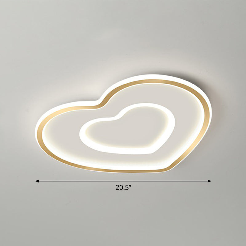 Gold Love Heart Ultrathin Flush Mount Simplicity Acrylic LED Ceiling Light Fixture for Bedroom Gold 20.5