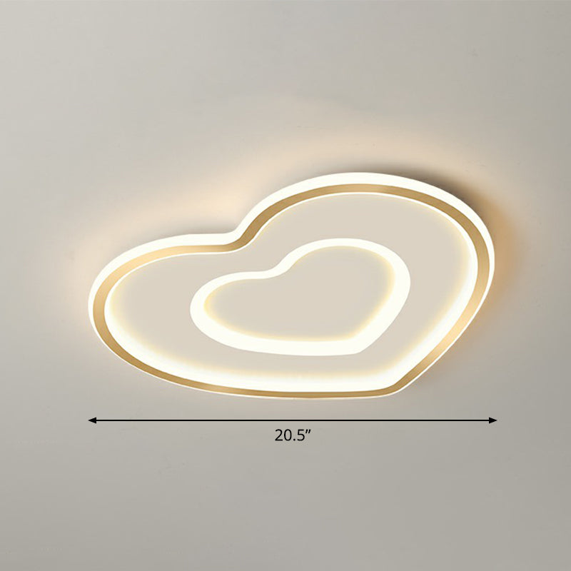 Gold Love Heart Ultrathin Flush Mount Simplicity Acrylic LED Ceiling Light Fixture for Bedroom Gold 20.5