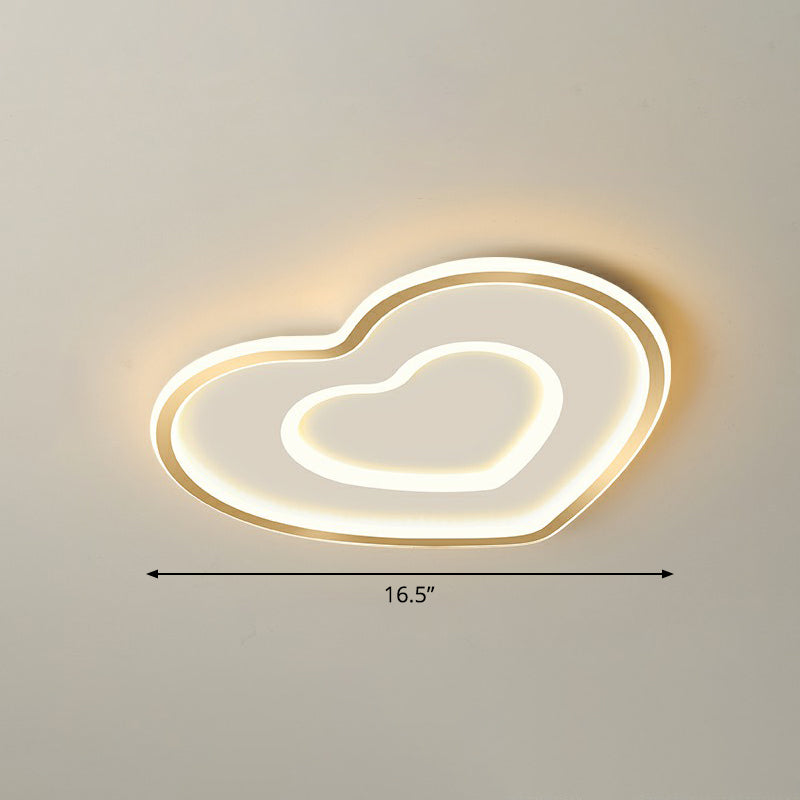 Gold Love Heart Ultrathin Flush Mount Simplicity Acrylic LED Ceiling Light Fixture for Bedroom Gold 16.5