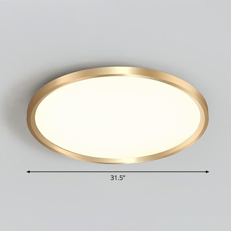 Circle Bedroom Ceiling Flush Mount Fixture Acrylic Simplicity LED Flush Light in Gold Gold 31.5