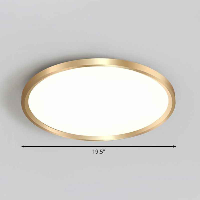 Circle Bedroom Ceiling Flush Mount Fixture Acrylic Simplicity LED Flush Light in Gold Gold 19.5