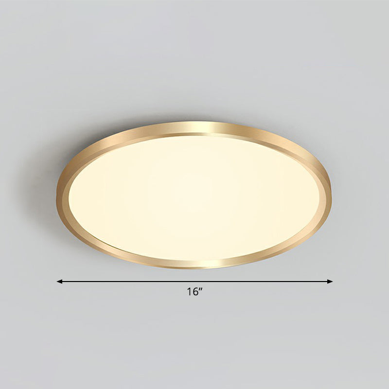 Circle Bedroom Ceiling Flush Mount Fixture Acrylic Simplicity LED Flush Light in Gold Gold 16