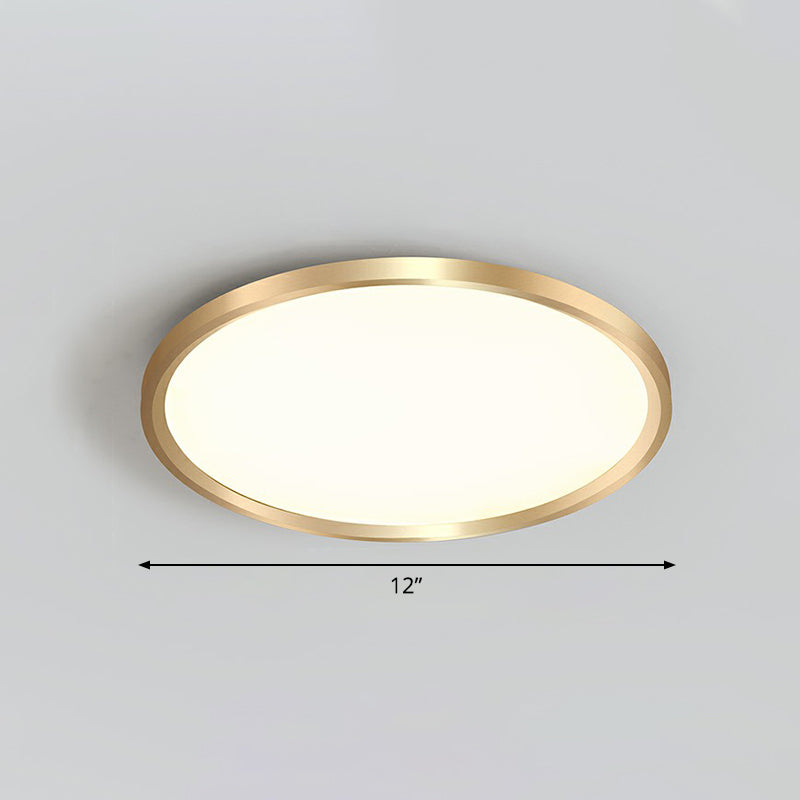 Circle Bedroom Ceiling Flush Mount Fixture Acrylic Simplicity LED Flush Light in Gold Gold 12